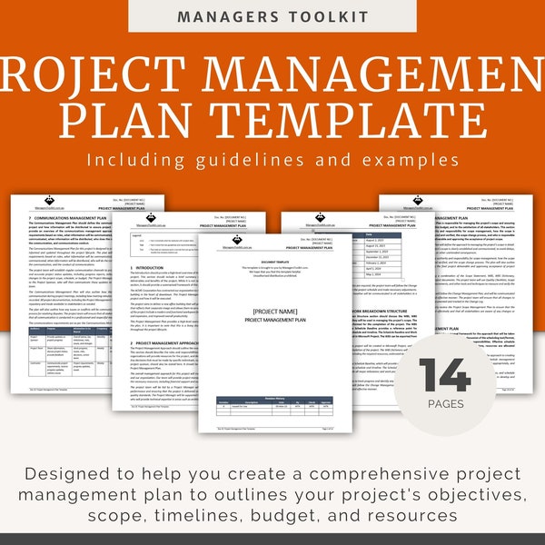 Project Management Plan Template | Fully Editable MS Word with Examples | PMP | Project Management | PMI | Project Planning