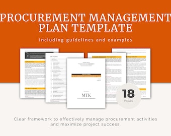 Plantilla de plan de gestión de adquisiciones: editable en MS Word (descarga digital)