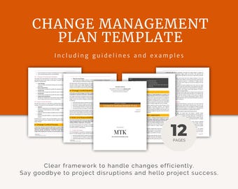 Plantilla de plan de gestión de cambios: editable en MS Word, PMP (descarga digital)