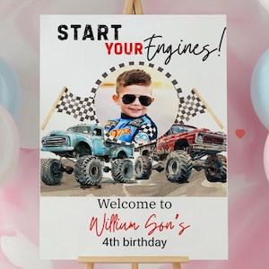 Racecar Birthday Party Welcome Sign , Editable Racing Birthday Party Sign Two Fast One Birthday Party Decor Welcome Race Fans Poster