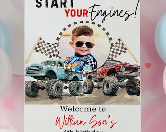 Racecar Birthday Party Welcome Sign , Editable Racing Birthday Party Sign Two Fast One Birthday Party Decor Welcome Race Fans Poster