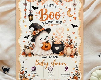 Halloween Baby Shower Invitation | Little Boo Baby Shower Invite | Ghost Baby Shower | Editable Digital Invitation | fall baby shower