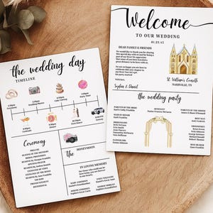 Wedding Day Timeline Details | Timeline Card | Wedding Order of Events | Wedding Day Timeline, Welcome to our wedding card, Instant Download