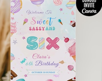 Sursurprise Sweet Sassy And Six Birthday Banner - Pink Glitter Banner For Girls 6th Birthday - View #3