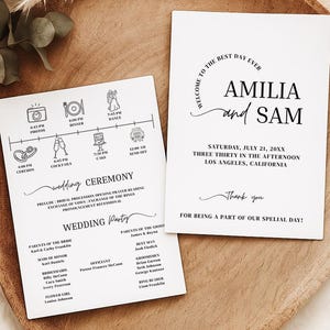 Wedding Day Timeline Card Template, Minimalist Wedding Timeline, Wedding Itinerary, Editable Order of Events with Icons