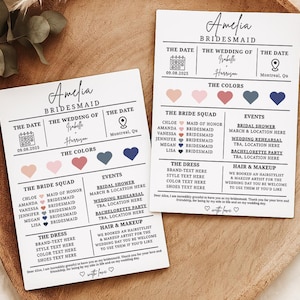 Bridesmaid Proposal Card Bridesmaid Info Card Template Bridesmaid Gifts Will You Be My Bridesmaid Cards Bridesmaid Detail Card Canva