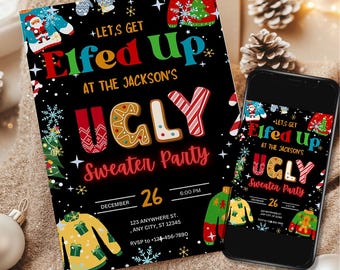 Ugly Sweater Christmas Invitation, Ugly Sweater Invitation, Ugly Sweater Office Party Invitation, Adult Holiday Party, Ugly Sweater Invite