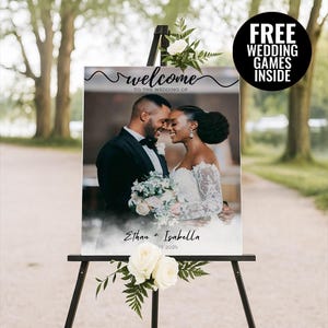 Photo Wedding Welcome Sign Template, Wedding Welcome Board, Wedding Photo Collage, Modern Welcome Sign, Printable Wedding Reception Poster