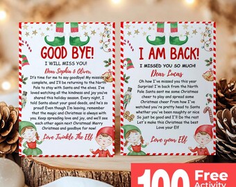 I&#39;m back Elf letter, Hello from elf, Elf Arrival letter, from elf, Christmas elf letter, to kids, from elf, Digital Editable, I&#39;m back elf