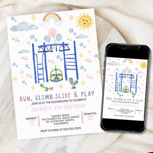 Playground Birthday Invitation Template, Bounce Indoor Playground, EDITABLE Jungle Gym Party Invite Template, Soft Play Climb, Download