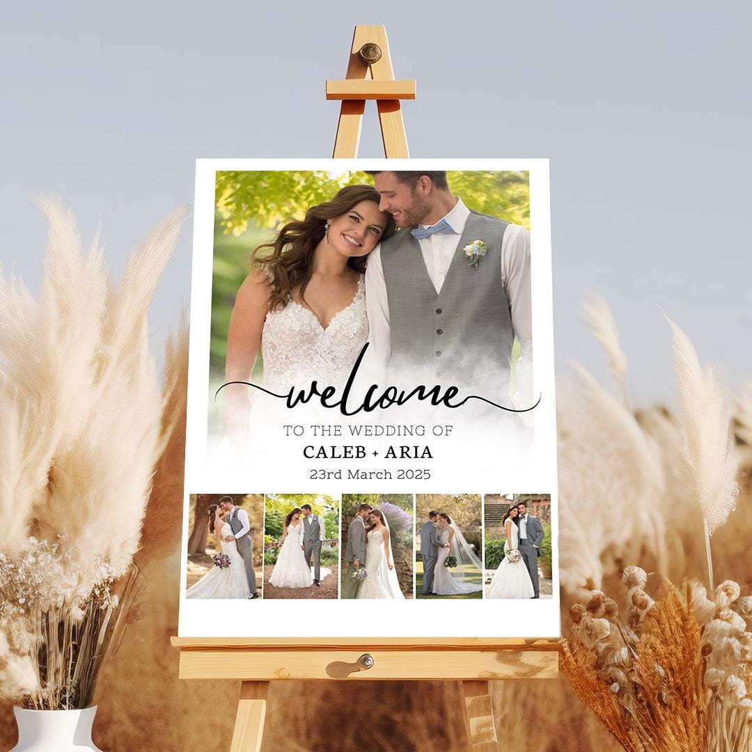 Elegant Photo Wedding Welcome Sign Template, Welcome Board