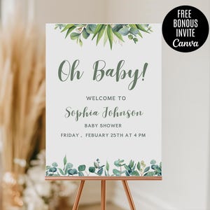 Baby Shower Sign, Greenery Baby Shower Decorations, Baby Shower Welcome Sign, Baby Shower Decorations, Baby Shower Welcome Sign, Baby shower