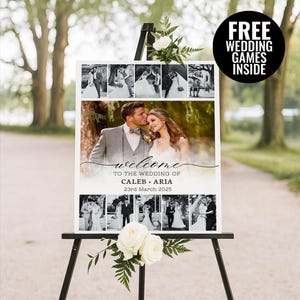 Elegant Wedding Welcome Sign Template, Wedding Photo Collage, Welcome Board, Modern Welcome Sign, Printable Wedding Reception Poster