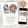 90th Birthday Invite, Look Who's 90, 90th Birthday Invitation with Photo, Simple 90th Invitation, Ninety Birthday, Invite for Man Woman product logo
