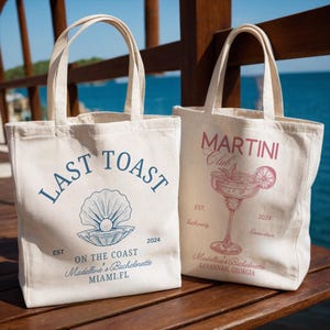 Bachelorette Strand Gastgeschenke, benutzerdefinierte Tasche für Brautjungfer, Strandtasche für Mädchenreise, Bach Club Martini-Bevorzugungstaschen, Brautpartygeschenke