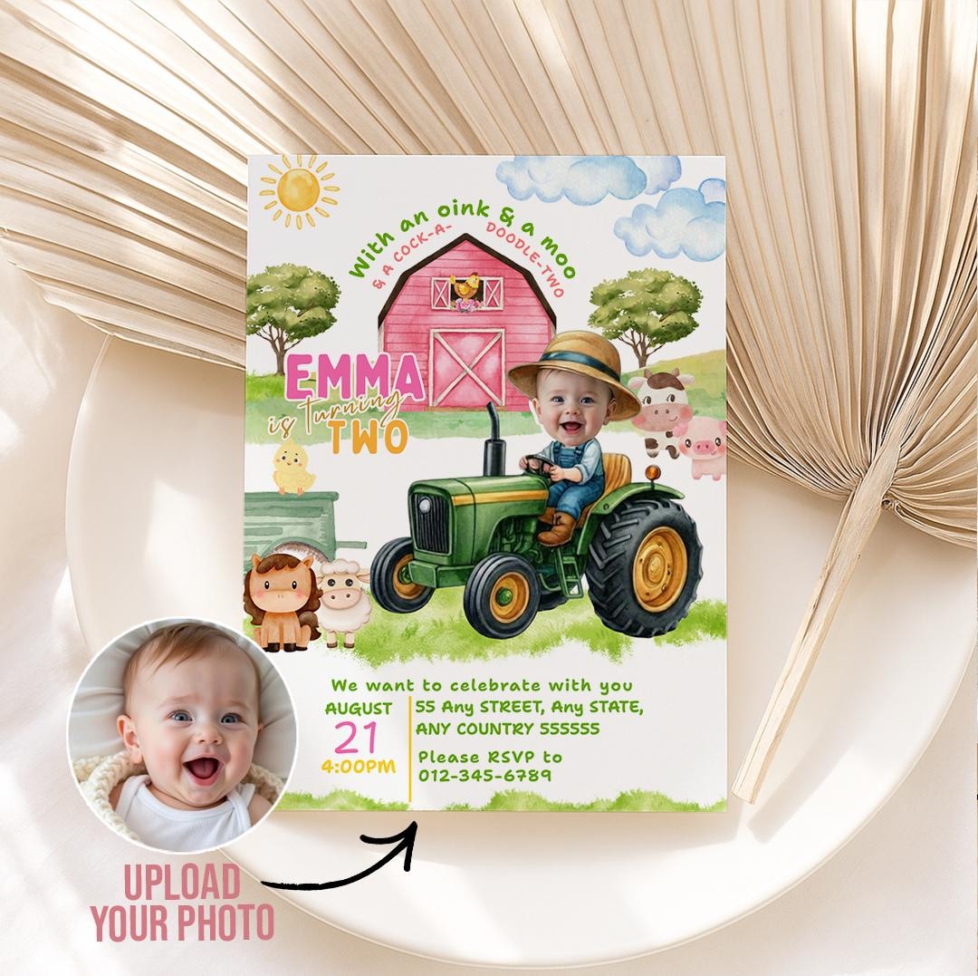 Farm Animal Birthday Party Invitation, Barnyard Animals Ranch Kids ...