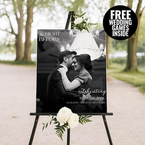Rehearsal Dinner Sign With Picture, Rehearsal Dinner Welcome Sign with Photo, Editable The Night Before Wedding Rehearsal Sign
