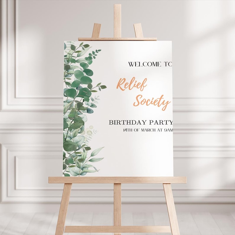 Relieved Sign Relief Society Birthday Welcome Sign, Green Leaves , Relief Society ...