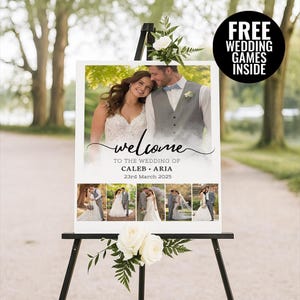 Elegant Photo Wedding Welcome Sign Template, Welcome Board, Wedding Photo Collage, Modern Welcome Sign, Printable Wedding Reception Poster