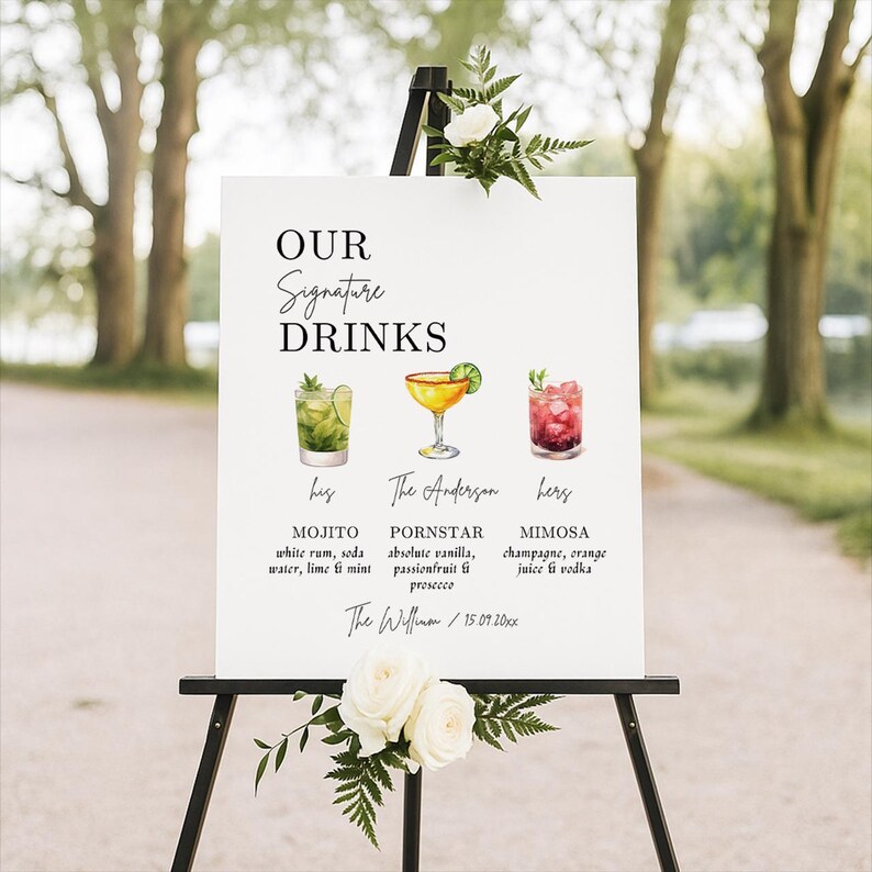 Signature Drinks Sign Template, Signature Cocktail Sign, Printable ...