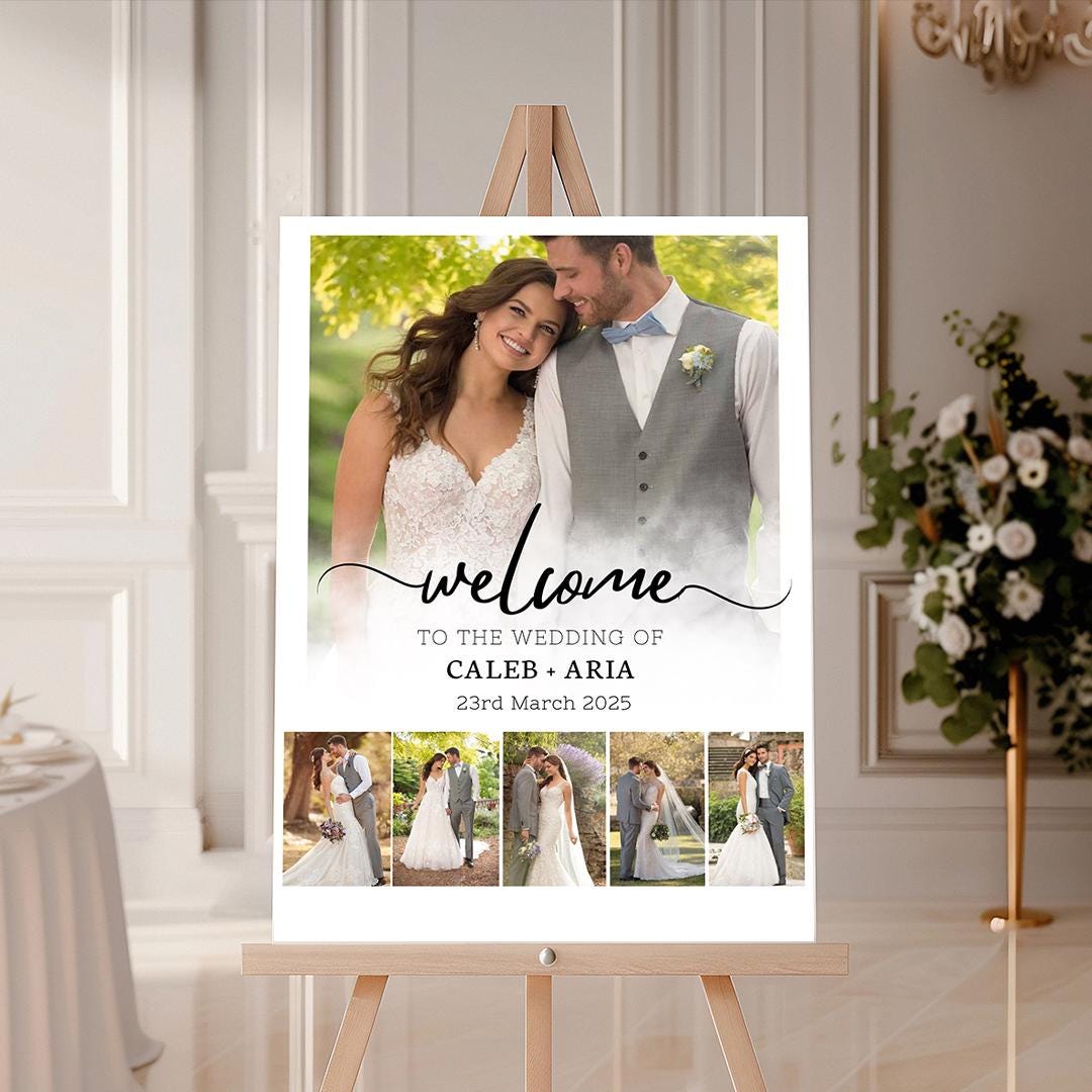 Elegant Photo Wedding Welcome Sign Template, Welcome Board