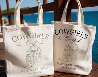 Cowgirl & Cocktails Bachelorette, Personalized Name Bag, Bridesmaid Tote, Nashville Bachelorette Favors, Bridesmaids Totes, Bridesmaid Gift