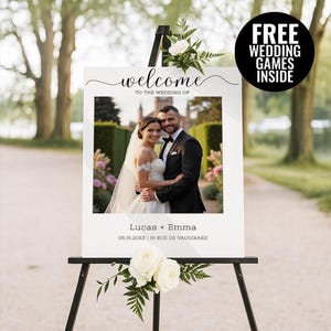 Photo Wedding Welcome Sign Template, Welcome Wedding Board, Reception Poster, Modern Welcome Sign, Photo Welcome Sign, EDITABLE