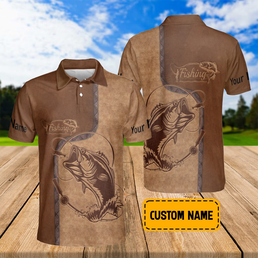 Customized Name Polo Fishing Polo Shirts Bass Fishing Polo Etsy