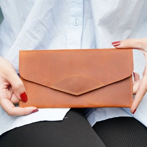 Womens Clutch Wallet Engraved Leather Wallet Womens Travel Wallet Phone Holder Wallet Bridesmaid Gift Slim Purse Wallet image 6