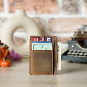 Mens Minimalist Wallet | Leather Wallet Card Holder | Slim Wallet | Christmas Gift | Leather Card Sleeve | Groomsman Gift