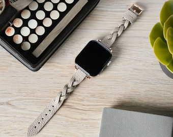 Christmas Gift Slim Braided Watch Band | Womens Leather Watch Band | Apple Watch Band | Watch Accessories | Apple Watch Strap | Gift for Mom