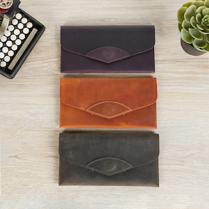 Womens Clutch Wallet Engraved Leather Wallet Womens Travel Wallet Phone Holder Wallet Bridesmaid Gift Slim Purse Wallet image 2