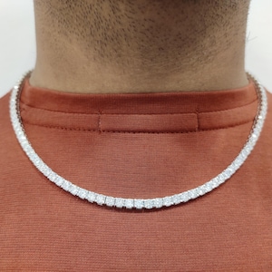 4 mm 20 inch ronde VVS Moissaniet-diamanten tennisketting voor mannen en vrouwen, 925 sterlingzilver voldoet aan diamanttester, Moissaniet-ketting