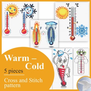 Festive thermometer wishes you good weather all year round Cross Stitch Pattern Embroidery Instruction Canvas