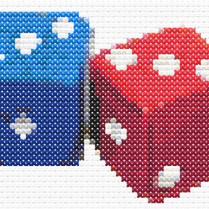 Game or gambling dice are multi-walled objects Simple Spikes Cross Stitch Pattern Instruction Embroide