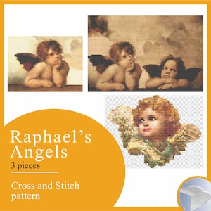 Little Holy Angels Paintings Pictures Drawings Wings Kids Children Pure Serving Cross Stitch Pattern Instruction Embroidery