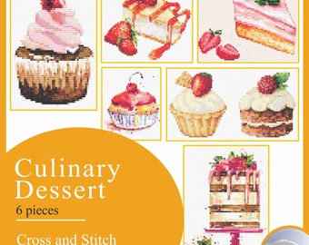 Kuchen Kex Süß Dessert Erdbeer Pudding Sahne Kulinarisches Tortenstück Kreuzstich Schnittmuster Anleitung