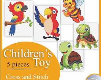 Toys - animals, birds that can decorate a children&#39;s room, clothes. Cross stitch model instruction schemes for embroidery.