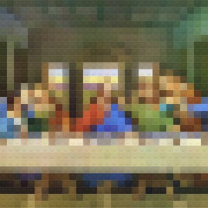 Cross Stitch Pattern Abstract Pixel Art of Last Supper
