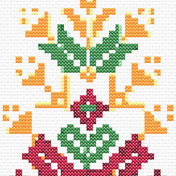 Lithuanian Ornament Flag Cross Stitch Pattern Instruction Embroidery