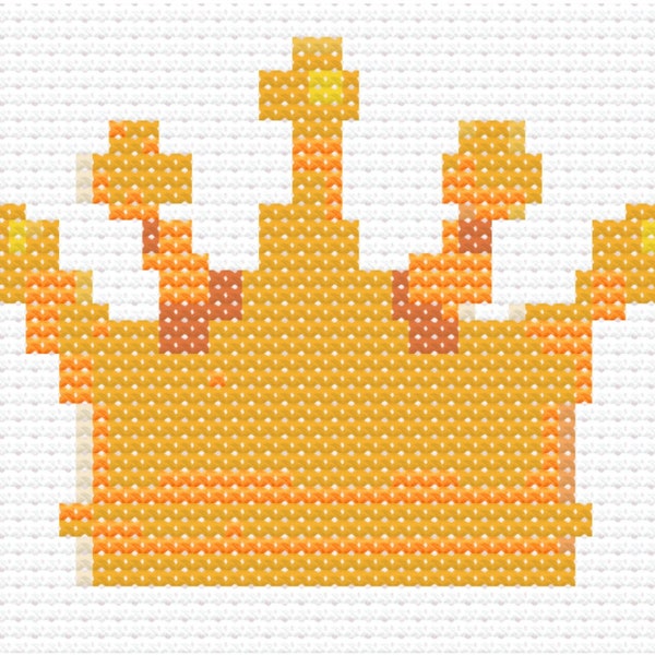 Royal Golden Crown Open Spires Cross Stitch Pattern Embroidery Chart Instruction