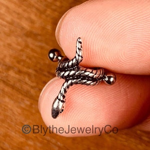Snake Earring Snake Earrings, Serpent Heli Ear Cuff, Barbell Earring, Cartilage Serpent Ear Cuff