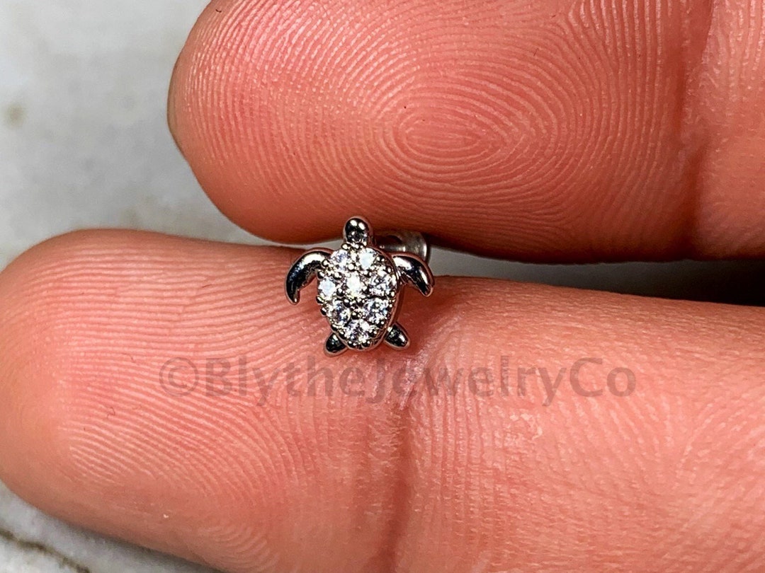 Oxidized Turtle Stud Earrings main image 0