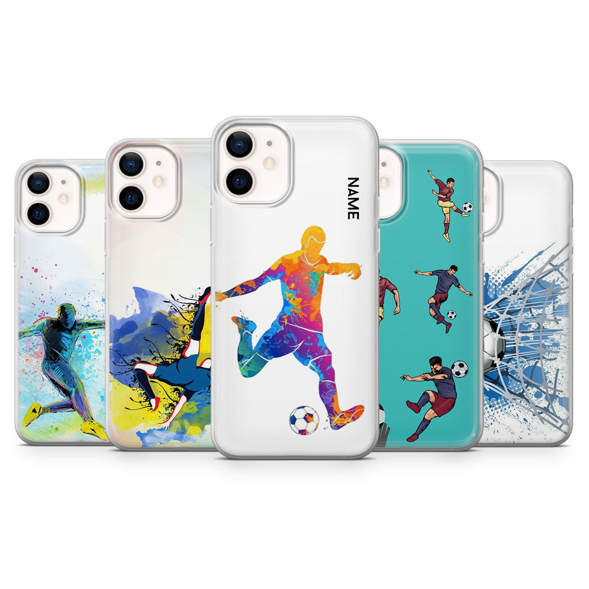 Custom Phone Cases Soccer Club Team Jersey Design - iPhone 5 6 7 8 11 12 13  14 Pro Max Plus Mini Xr Xs SE Samsung Galaxy A03 A13 A53 A73 Note SZ