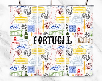 Portugal Souvenir Tumbler – Glossy Stainless Steel Travel Cup