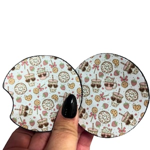 Foodie Vibes - Porta-copos para carro - 1 par de porta-copos de tecido - Feminino