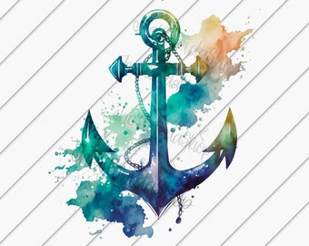 Watercolor Anchor png, Cruise png, Vacation Shirt png, Cruise Sublimation Designs , Ocean png, Boat png, Anchor Clipart
