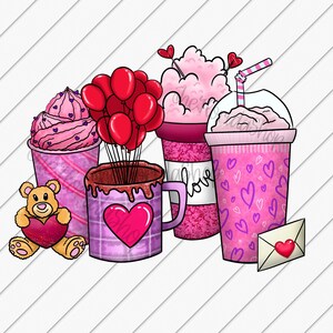 Valentine&#39;s Day png design, Valentine Latte png, Valentine Vibes, Coffee Lover Gift, Sublimation Designs Downloads, DTF Files, Heart png