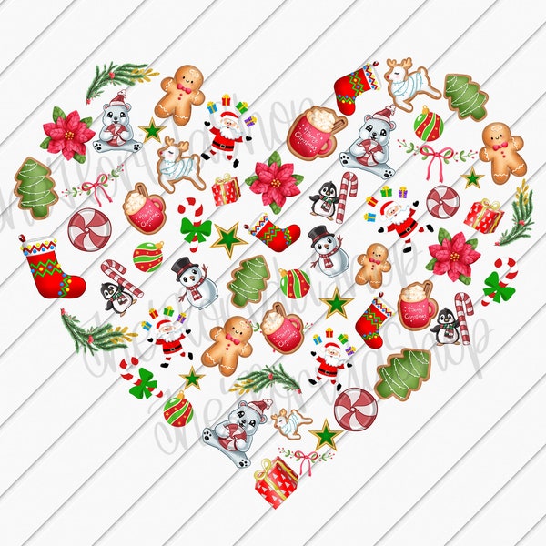 Sublimation Designs Downloads, Heart Christmas Sublimation File, Merry Christmas Sublimation, Christmas PNG File, Heart png, Christmas