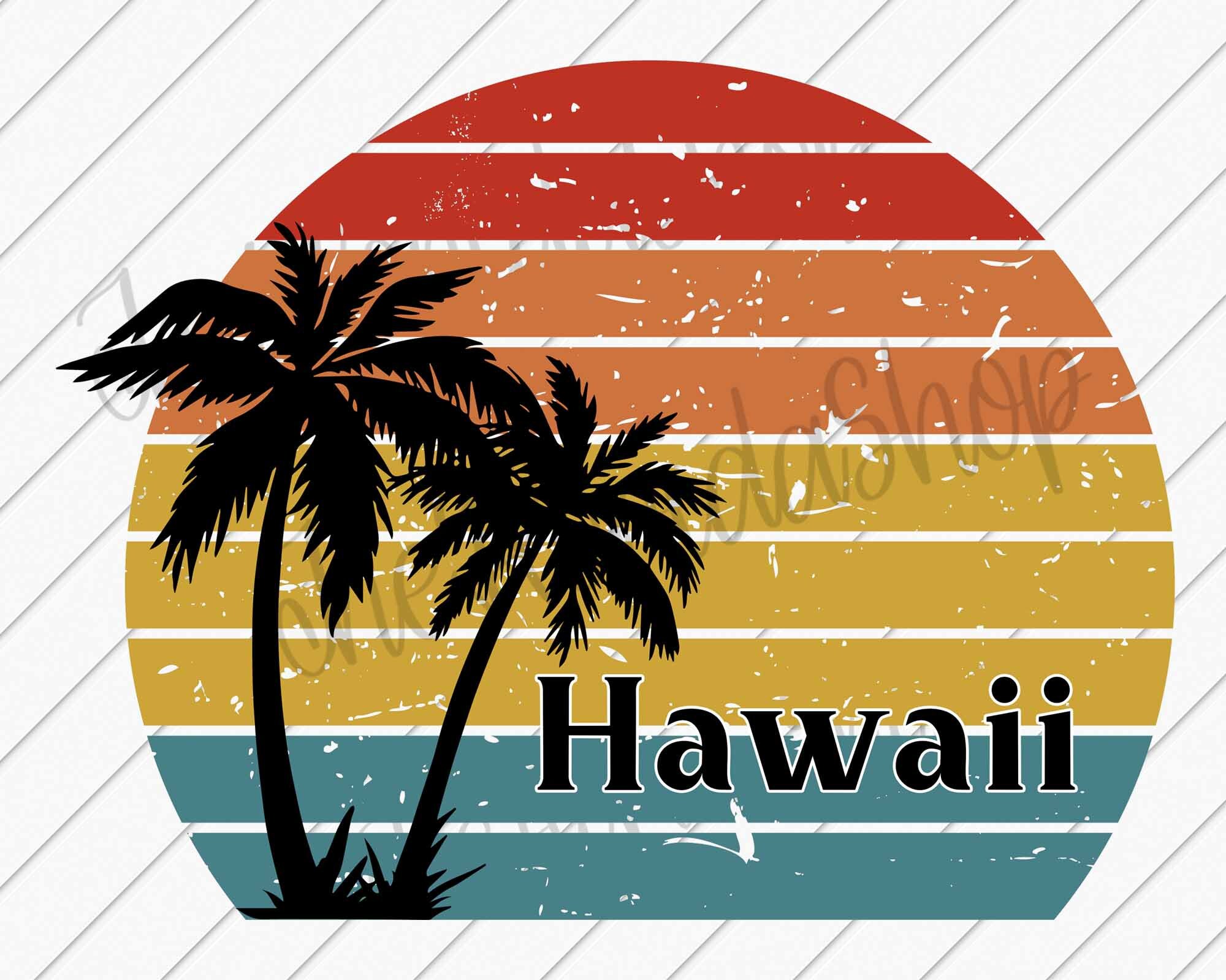 Hawaii Retro Sunset PNG, DTF, Sublimation, Hawaii Lover